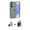 MARSİLYAN™- Galaxy S24 Kılıf Eksen Çizgi - Siyah Vanessa Magic Cam + Derin Mor Bilvis Titan Kamera Lens