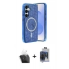 MARSİLYAN™- Galaxy S24 Kılıf Eksen Çizgi - Siyah Vanessa Magic Cam + Kamera Lens Koruma Cam - SF