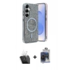 MARSİLYAN™- Galaxy S24 Kılıf Eksen Çizgi - Siyah Vanessa Magic Cam + Kamera Lens Koruma Cam - SF