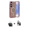 MARSİLYAN™- Galaxy S24 Kılıf Eksen Çizgi - Siyah Vanessa Magic Hayalet Cam + Kamera Lens Koruma Cam - SF