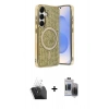 MARSİLYAN™- Galaxy S24 Kılıf Eksen Çizgi - Siyah Vanessa Magic Hayalet Cam + Kamera Lens Koruma Cam - SF