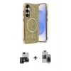 MARSİLYAN™- Galaxy S24 Kılıf Eksen Çizgi - Siyah Vanessa Magic Hayalet Cam + PVD Metal Kamera Lens - TNGI