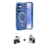 MARSİLYAN™- Galaxy S24 Kılıf Eksen Çizgi - Siyah Vanessa Magic Hayalet Cam + PVD Metal Kamera Lens - TNGI