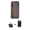 MARSİLYAN™- Galaxy S24 Kılıf Eksen Prime - Siyah 3D Antistatik Hayalet Cam Ekran Koruyucu + Kamera Lens Koruma Cam - SF
