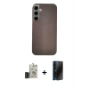 MARSİLYAN™- Galaxy S24 Kılıf Eksen Prime - Siyah 3D Antistatik Hayalet Cam Ekran Koruyucu + Bilvis Titan Kamera Lens - SH