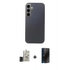 MARSİLYAN™- Galaxy S24 Kılıf Eksen Prime - Siyah 3D Antistatik Hayalet Cam Ekran Koruyucu + Bilvis Titan Kamera Lens - SH