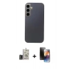 MARSİLYAN™- Galaxy S24 Kılıf Eksen Prime - Siyah 3D Antistatik Mat Seramik Nano Ekran Koruyucu + Bilvis Titan Kamera Lens - GD