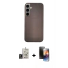 MARSİLYAN™- Galaxy S24 Kılıf Eksen Prime - Siyah 3D Antistatik Mat Seramik Nano Ekran Koruyucu + Bilvis Titan Kamera Lens - GD