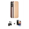 MARSİLYAN™- Galaxy S24 Kılıf Eksen Prime - Siyah 3D Antistatik Mat Seramik Nano Ekran Koruyucu + PVD Metal Kamera Lens - SH