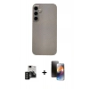 MARSİLYAN™- Galaxy S24 Kılıf Eksen Prime - Siyah 3D Antistatik Mat Seramik Nano Ekran Koruyucu + PVD Metal Kamera Lens - SH