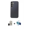MARSİLYAN™- Galaxy S24 Kılıf Eksen Prime - Siyah 3D Antistatik Seramik Nano Ekran Koruyucu + Bilvis Titan Kamera Lens - SH