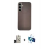 MARSİLYAN™- Galaxy S24 Kılıf Eksen Prime - Siyah 3D Antistatik Seramik Nano Ekran Koruyucu + Bilvis Titan Kamera Lens - SH