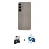 MARSİLYAN™- Galaxy S24 Kılıf Eksen Prime - Siyah 3D Antistatik Seramik Nano Ekran Koruyucu + PVD Metal Kamera Lens - SH