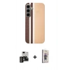 MARSİLYAN™- Galaxy S24 Kılıf Eksen Prime - Siyah Bilvis 3D Cam Ekran Koruyucu + PVD Metal Kamera Lens - GD