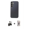 MARSİLYAN™- Galaxy S24 Kılıf Eksen Prime - Siyah Bilvis 3D Cam Ekran Koruyucu + PVD Metal Kamera Lens - GD