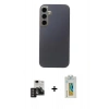MARSİLYAN™- Galaxy S24 Kılıf Eksen Prime - Siyah Polymer Nano Ekran Koruyucu + PVD Metal Kamera Lens - DNMR