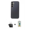MARSİLYAN™- Galaxy S24 Kılıf Eksen Prime - Siyah Polymer Nano Ekran Koruyucu + Kamera Lens Koruma Cam - SF