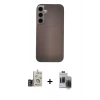 MARSİLYAN™- Galaxy S24 Kılıf Eksen Prime - Siyah Vanessa Magic Hayalet Cam + Gold Bilvis Titan Kamera Lens
