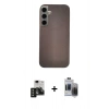MARSİLYAN™- Galaxy S24 Kılıf Eksen Prime - Siyah Vanessa Magic Hayalet Cam + PVD Metal Kamera Lens - SH