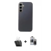 MARSİLYAN™- Galaxy S24 Kılıf Eksen Prime - Siyah Vanessa Magic Hayalet Cam + Şeffaf Kamera Lens Koruma Cam