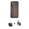 MARSİLYAN™- Galaxy S24 Kılıf Eksen Prime - Siyah Vanessa Magic Hayalet Cam + Şeffaf Kamera Lens Koruma Cam