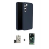 MARSİLYAN™- Galaxy S24 Kılıf Kozmos Yansıma Özel Seri - Şeffaf 360 Full Body Arka Koruyucu + Bilvis Titan Kamera Lens - SH