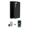 MARSİLYAN™- Galaxy S24 Kılıf Kozmos Yansıma Özel Seri - Şeffaf 360 Full Body Arka Koruyucu + Bilvis Titan Kamera Lens - TMGI