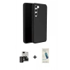 MARSİLYAN™- Galaxy S24 Kılıf Kozmos Yansıma Özel Seri - Şeffaf Pasifik Cam Ekran Koruyucu + PVD Metal Kamera Lens - DNMR