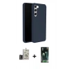 MARSİLYAN™- Galaxy S24 Kılıf Kozmos Yansıma Özel Seri - Siyah 360 Mat Full Body Arka Koruyucu + Bilvis Titan Kamera Lens - GD