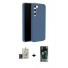 MARSİLYAN™- Galaxy S24 Kılıf Kozmos Yansıma Özel Seri - Siyah 360 Mat Full Body Arka Koruyucu + Bilvis Titan Kamera Lens - GD