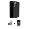 MARSİLYAN™- Galaxy S24 Kılıf Kozmos Yansıma Özel Seri - Siyah 360 Mat Full Body Arka Koruyucu + Bilvis Titan Kamera Lens - GD