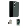 MARSİLYAN™- Galaxy S24 Kılıf Kozmos Yansıma Özel Seri - Siyah 360 Mat Full Body Arka Koruyucu + Bilvis Titan Kamera Lens - GD