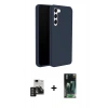 MARSİLYAN™- Galaxy S24 Kılıf Kozmos Yansıma Özel Seri - Siyah 360 Mat Full Body Arka Koruyucu + PVD Metal Kamera Lens - DNMR