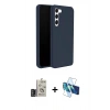 MARSİLYAN™- Galaxy S24 Kılıf Kozmos Yansıma Özel Seri - Siyah 3D Antistatik Cam Ekran Koruyucu + Bilvis Titan Kamera Lens - DNMR