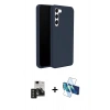 MARSİLYAN™- Galaxy S24 Kılıf Kozmos Yansıma Özel Seri - Siyah 3D Antistatik Cam Ekran Koruyucu + PVD Metal Kamera Lens - TNGI