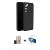 MARSİLYAN™- Galaxy S24 Kılıf Kozmos Yansıma Özel Seri - Siyah 3D Antistatik Cam Ekran Koruyucu + Bilvis Titan Kamera Lens - TMGI