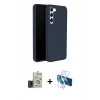 MARSİLYAN™- Galaxy S24 Kılıf Kozmos Yansıma Özel Seri - Siyah 3D Antistatik Cam Ekran Koruyucu + Bilvis Titan Kamera Lens - TMGI