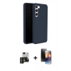 MARSİLYAN™- Galaxy S24 Kılıf Kozmos Yansıma Özel Seri - Siyah 3D Antistatik Mat Seramik Nano Ekran Koruyucu + PVD Metal Kamera Lens - TNGI