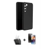 MARSİLYAN™- Galaxy S24 Kılıf Kozmos Yansıma Özel Seri - Siyah 3D Antistatik Mat Seramik Nano Ekran Koruyucu + Kamera Lens Koruma Cam - SF