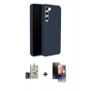 MARSİLYAN™- Galaxy S24 Kılıf Kozmos Yansıma Özel Seri - Siyah 3D Antistatik Mat Seramik Nano Ekran Koruyucu + Bilvis Titan Kamera Lens - GD