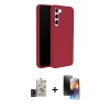 MARSİLYAN™- Galaxy S24 Kılıf Kozmos Yansıma Özel Seri - Siyah 3D Antistatik Mat Seramik Nano Ekran Koruyucu + Bilvis Titan Kamera Lens - SH