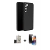 MARSİLYAN™- Galaxy S24 Kılıf Kozmos Yansıma Özel Seri - Siyah 3D Antistatik Mat Seramik Nano Ekran Koruyucu + Bilvis Titan Kamera Lens - GD
