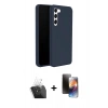 MARSİLYAN™- Galaxy S24 Kılıf Kozmos Yansıma Özel Seri - Siyah 3D Antistatik Mat Seramik Nano Ekran Koruyucu + Kamera Lens Koruma Cam - SF
