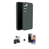 MARSİLYAN™- Galaxy S24 Kılıf Kozmos Yansıma Özel Seri - Siyah 3D Antistatik Mat Seramik Nano Ekran Koruyucu + PVD Metal Kamera Lens - SH