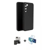 MARSİLYAN™- Galaxy S24 Kılıf Kozmos Yansıma Özel Seri - Siyah 3D Antistatik Seramik Nano Ekran Koruyucu + PVD Metal Kamera Lens - TNGI