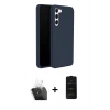 MARSİLYAN™- Galaxy S24 Kılıf Kozmos Yansıma Özel Seri - Siyah 6D Antistatik Mat Seramik Hayalet Nano Ekran Koruyucu + Kamera Lens Koruma Cam - SF