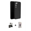 MARSİLYAN™- Galaxy S24 Kılıf Kozmos Yansıma Özel Seri - Siyah Bilvis 3D Cam Ekran Koruyucu + PVD Metal Kamera Lens - GD