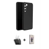 MARSİLYAN™- Galaxy S24 Kılıf Kozmos Yansıma Özel Seri - Siyah Bilvis 3D Cam Ekran Koruyucu + Kamera Lens Koruma Cam - SF