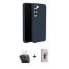 MARSİLYAN™- Galaxy S24 Kılıf Kozmos Yansıma Özel Seri - Siyah Bilvis 3D Cam Ekran Koruyucu + Kamera Lens Koruma Cam - SF