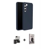 MARSİLYAN™- Galaxy S24 Kılıf Kozmos Yansıma Özel Seri - Siyah Bilvis Hayalet Cam Ekran Koruyucu + PVD Metal Kamera Lens - DNMR